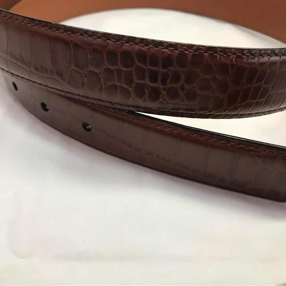 Polo Ralph Lauren Brown Croc Embossed Leather Belt